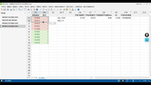 过程能力分析-组内标准差估计方法-Rbar方法