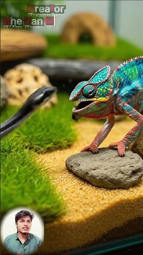 ⚡ Panther Chameleon vs Black Snake 🦎🐍 | Nature’s Fastest Reflex Battle | Wildlife Short 4K #wildlife