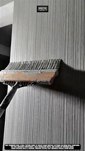 Creating textured wall surface indoors using Work tool Wall Texture Comb #tool #worktool