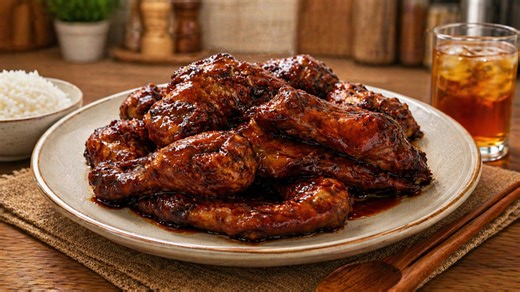 Coca-Cola chicken wings with soft meat and glossy sauce