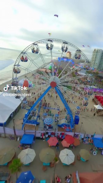 This is how #BajaBeachFest looks from above 🏝️ Who’s ready for August?!?🔥 | Video Via: @LZR_FPV #playa #festival #rosarito #bajacalifornia #reggaeton