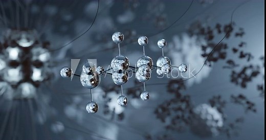 Hexane rotating 3d molecule, molecular structure of n-hexane, seamless video