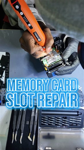 Camera Store + Studio Rental Kingston 🇯🇲 on Instagram: "Camera showing errors? Don’t panic just yet. 👀 This camera came in unable to read any memory cards - constant errors, no access, no photos. After a proper assessment, our technician found bent SD card slot pins and carefully realigned them with precision tools. The result? 🔹Memory cards reading properly 🔹No more errors 🔹Camera back to capturing moments 📸✨ If something is off with your camera, bring it in for an assessment - you might