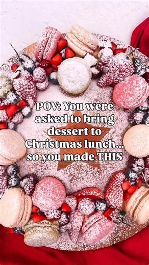 Ange Zahn | Easy Family Recipes on Instagram: "POV: You were asked to bring dessert to Christmas lunch… so you made THIS 🤍🎄 This Macaron & Berry Christmas Wreath is Christmas entertaining made easy. A stunning no-bake Christmas dessert made with crisp macarons, fluffy whipped cream and fresh summer berries. It looks impressive, takes minutes to assemble and is perfect for warm Australian Christmas celebrations. No oven. No stress. Just a dessert everyone will talk about ✨ 👉 Save this recipe f