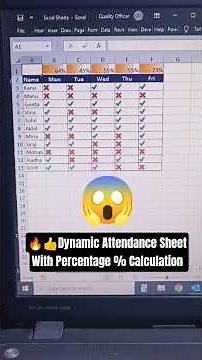 😱 Dynamic Attendance Sheet with Percentage % Calculation | Excel Conditional Formatting Tricks