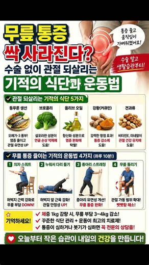 무릎 통증 싹 사라진다? 수술 없이 관절 지키는 식단과 운동법