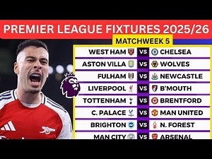 Premier League Matchweek 5 Fixtures 2025/26 | All EPL Games & Schedule