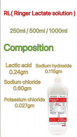RL ( Ringer Lactate) Commonly uses and composition IV fluid #nursing #medicalstudent #fluid #saline