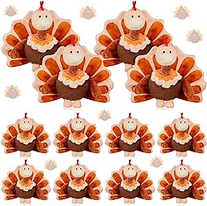 Liliful 12 Pcs Turkey Stuffed Animal 6 Inch Thanksgiving Plush Toy Decor Fall Harvest Home Gifts Thanksgiving Party Turkey Plush Doll Party Decoration