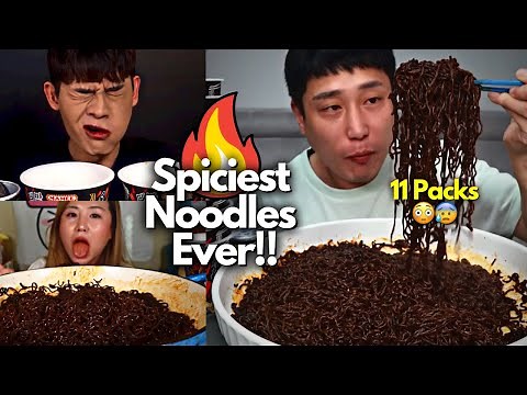 6 Different React to Ghost Pepper Noodles.. 😳😵 Spiciest Noodles Ever!! ⛔️