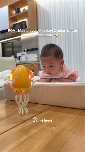 BAYI BETAH TUMMY TIME LAMA PAKAI ROBOT GURITA MENARI ! 🥰 #newborn #homeliving