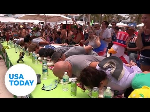Foodies pulled out the goggles for a pie-eating competition | USA TODAY