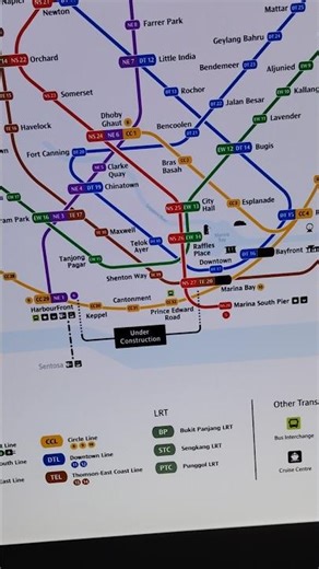 Updated system map at Tanah Merah MRT new platform