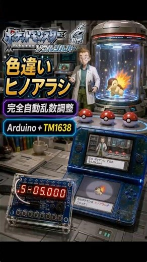 【DS Lite 自動乱数調整】Arduino UNO × TM1638で色違いヒノアラシを自動操作で乱数調整【HGSS ハートゴールド/ソールシルバー】