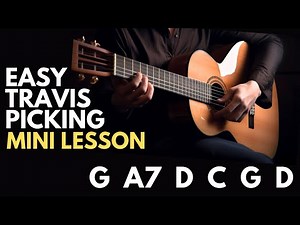 Easy Travis Picking Exercise #4 for Beginners - Developing Fingerstyle Blues