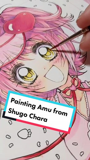 Painting Amu from Shugo Chara! - Watercolor Anime Art