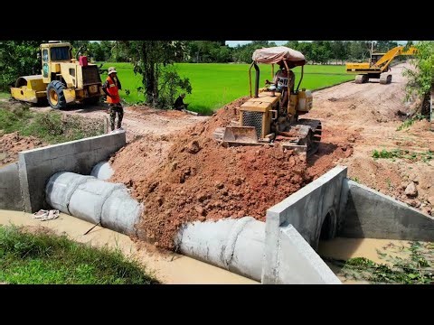Buried twin drainage system at 5x7 on the new road in progress construction