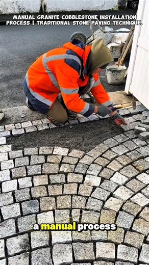 Manual Granite Cobblestone Installation Process | Traditional Stone Paving Technique.
