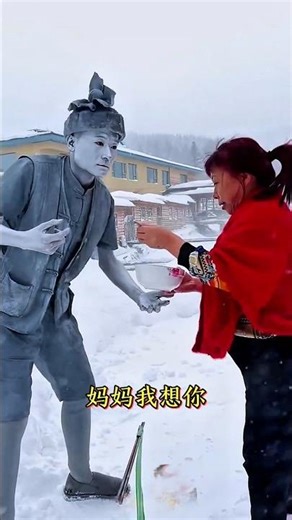 🤣 Statue Can’t Move in Snow… Until Noodles Happen! ❄️🍜