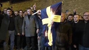 Swedish flag ablaze in Turkey after Koran-burning in Sweden