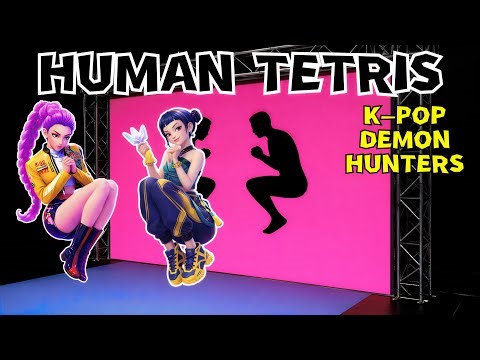 KPOP Demon Hunters Human Tetris 👯‍♂️ | 2 Player Co-op Challenge | Interactive Warm-Up