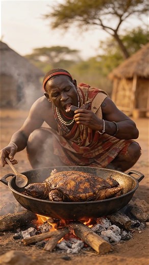 Cooking a Turtle #primitivecooking #food #wildfood #ancientcooking #africa