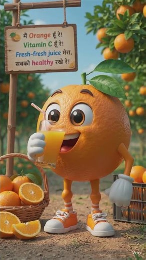 Funny Orange Cartoon 🍊 | Healthy Fruits Song in Hindi