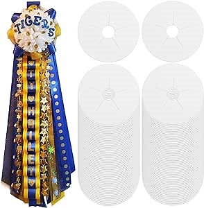 120 Pcs Homecoming Mum Supplies Paper Homecoming Mum Backers White Round Paper Discs DIY Homecoming Mum Crafts for Back to School Homecoming Week Party Decorations(Outer Diameter 6 Inch)