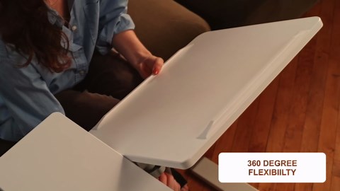 PUNCIA Height Adjustable Overbed Table with Pneumatic Lift and Wheels Split Top Tilting Tray and Rolling Laptop Desk – Bedside Cart for Reading Computer Work Study in Bedroom and Home Office