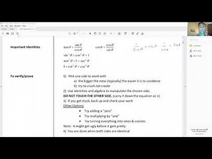 Pre-Calculus: Section 5.1 (Using Fundamental Identities)