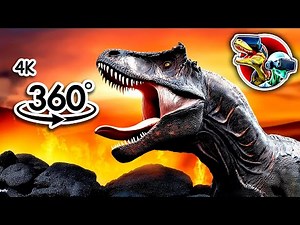 360° Scary T-Rex Dinosaur on Lava Stone | 360 Video 4K