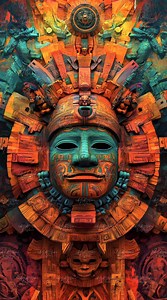 Colorful Mayan Solar Mask, Mexican Ethnic Decoration, Cultural Art, Mayan Art - Etsy Canada