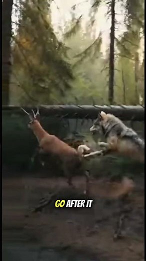 Wolf Chasing Deer Through Forest Leaves Everyone Terrified