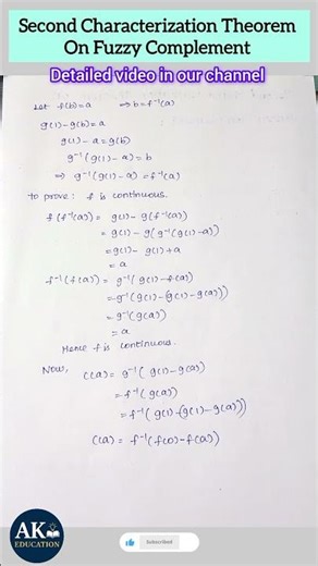 Second Characterization Theorem On Fuzzy Complement Notes #fuzzy #trending #shorts #maths #or #viral