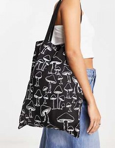 ASOS DESIGN tote bag in mushroom print in black | ASOS
