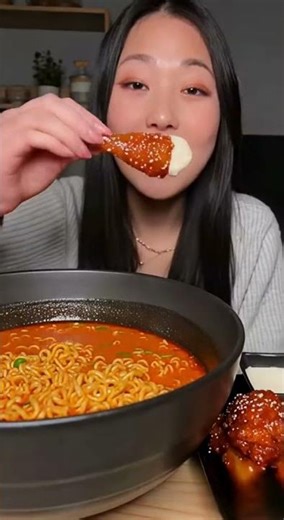 Epic Hot Wings & Ramen Noodle Mukbang! 🍗🍜🤤 #food #eating #eatingasmr #shortvideo