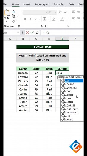 Excel Game On: IF AND for Victory or Silence! 🏆📊✨ Level up your Excel game with the dynamic duo of IF and AND functions! Learn how to determine a win or leave it blank using this powerful combination. Elevate your spreadsheet skills and dive into this tutorial for a winning formula. Watch, learn, and conquer your data challenges! 💻🚀 #ExcelTips #IFANDFunction #SpreadsheetSkills #DataAnalysis #ExcelMagic | Excel Formulas Unleashed
