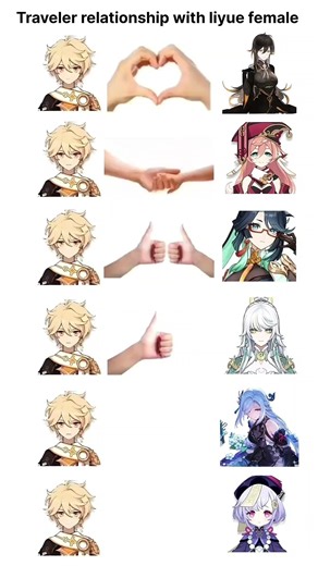 Traveler relationship with Liyue female #genshin #genshinimpact #genshinmemes#shenhe#zhongli#qiqi