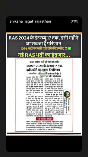 RAS 2024 interviews till 17th, results may come this month, recruitment for 1096 posts