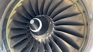 Airplane turbine engine rotation in 4K. Stock Video