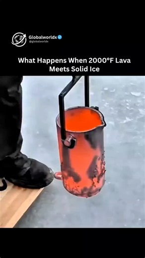 Facts | Business | Tech | Success on Instagram: "💥 When 2000° molten lava crashes into solid ice, the clash of nature’s extremes is unlike anything you’ve ever seen! 🌋❄️ Sparks fly, steam erupts, and the raw power of earth’s heat meets the icy grip of frozen water. It’s a battle where fire tries to dominate ice, but the ice fights back with a hiss and a sizzle, creating an explosive spectacle of molten chaos and frozen resistance. Witness the incredible forces of nature collide — a moment of d