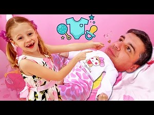 Nastya and dad play funny outdoor games for kids.