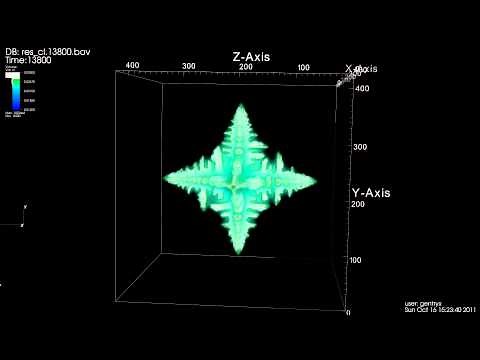 Simulation of dendritic solidification (Al-4Cu wt%)