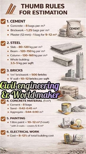 👍 Thumbrules for estimation #construction #civilengineering #civil