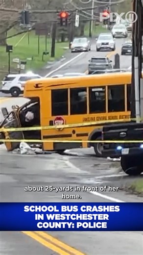 "I heard a big boom": Witnesses describe the scene after a school bus carrying students crashed in Westchester. Read more: https://pix11.com/news/local-news/school-bus-crashes-in-westchester-county-police/ | PIX11