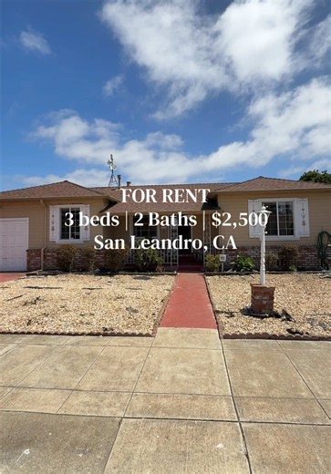 San Leandro House for Rent: 3 Bed, 2 Bath - $2,500