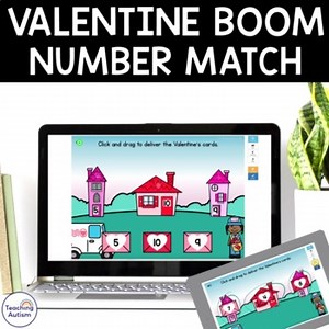 Valentine's Day Ordering Numbers | Math Boom Cards