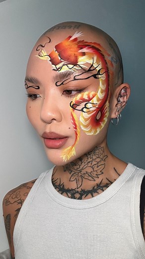 Mei Pang on Instagram: "Painting a dragon using makeup! I followed a tutorial on YouTube (Title: One Stroke Chinese Dragon — Fast & Easy Face Painting Tutorial by International Face Paint School) • • #dragonmakeup #dragonpainting #makeuptutorial #halloweenmakeup #halloween2022"