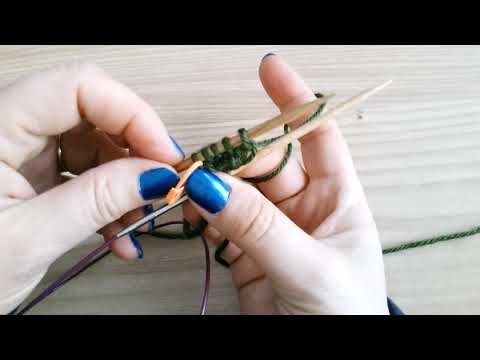 Left handed magic loop method for knitting in the round