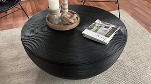 bali & pari Tokyo 39.4 in. Black Round Rattan/Wicker Coffee Table 259-14300-HD